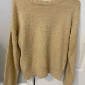 Mazik Women's Tan Crew Neck backless Sweater